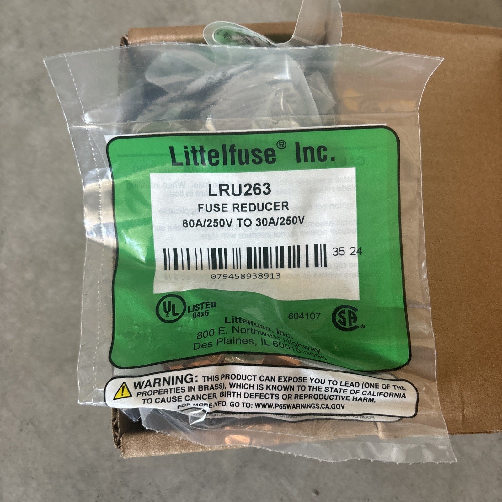 New Case Of 10 Littlefuse LRU263 Class R Fuse Reducer 60   30 Amps1