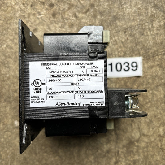 AB Allen-Bradley 1497-B-BASX-0-N Ser. A 0.080Kva INDUSTRIAL CONTROL TRANSFORMER0
