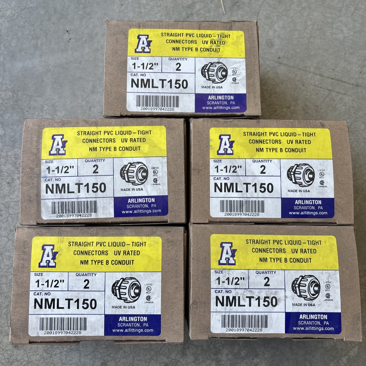 Arlington NMLT150 Liquid Tight Connector 5 Cases Of 2. 10 Total Pieces.0