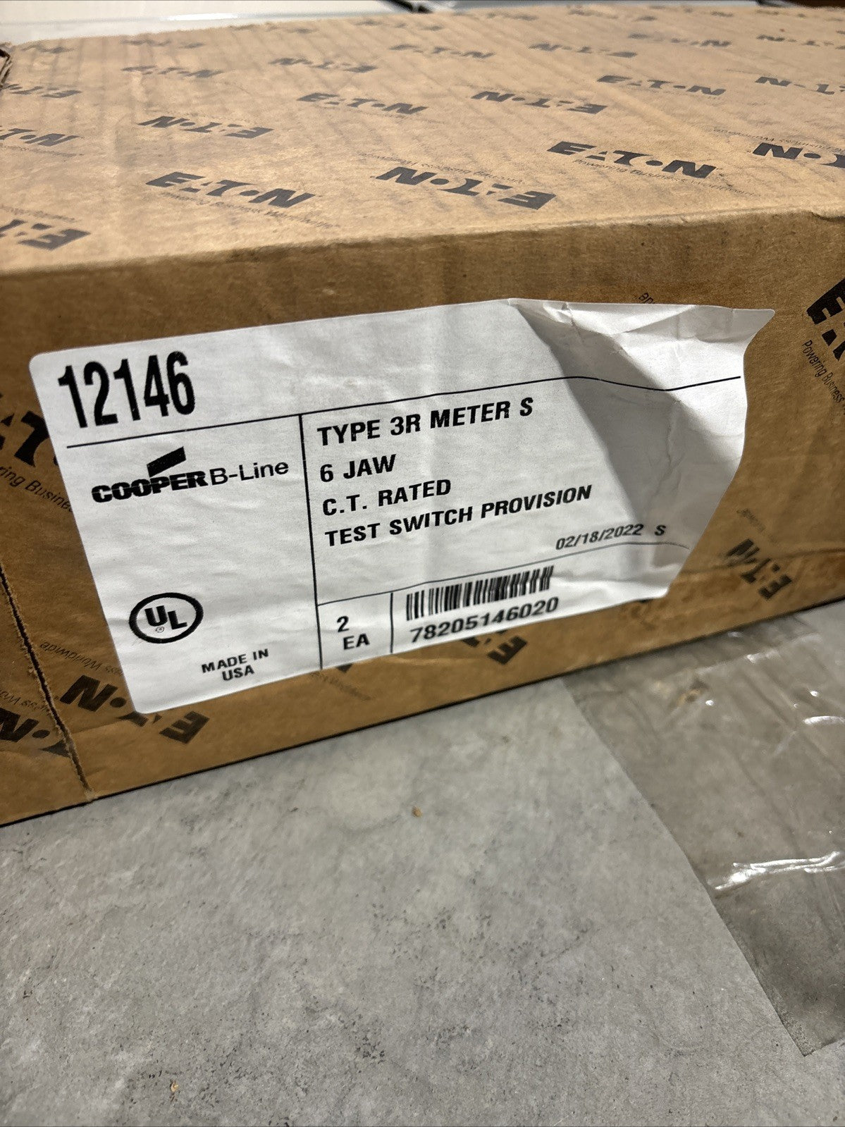 2x Eaton B Line Series 12146 600 Volt 20 Amp 1 Phase 6 Jaw CT Rated Single Meter2