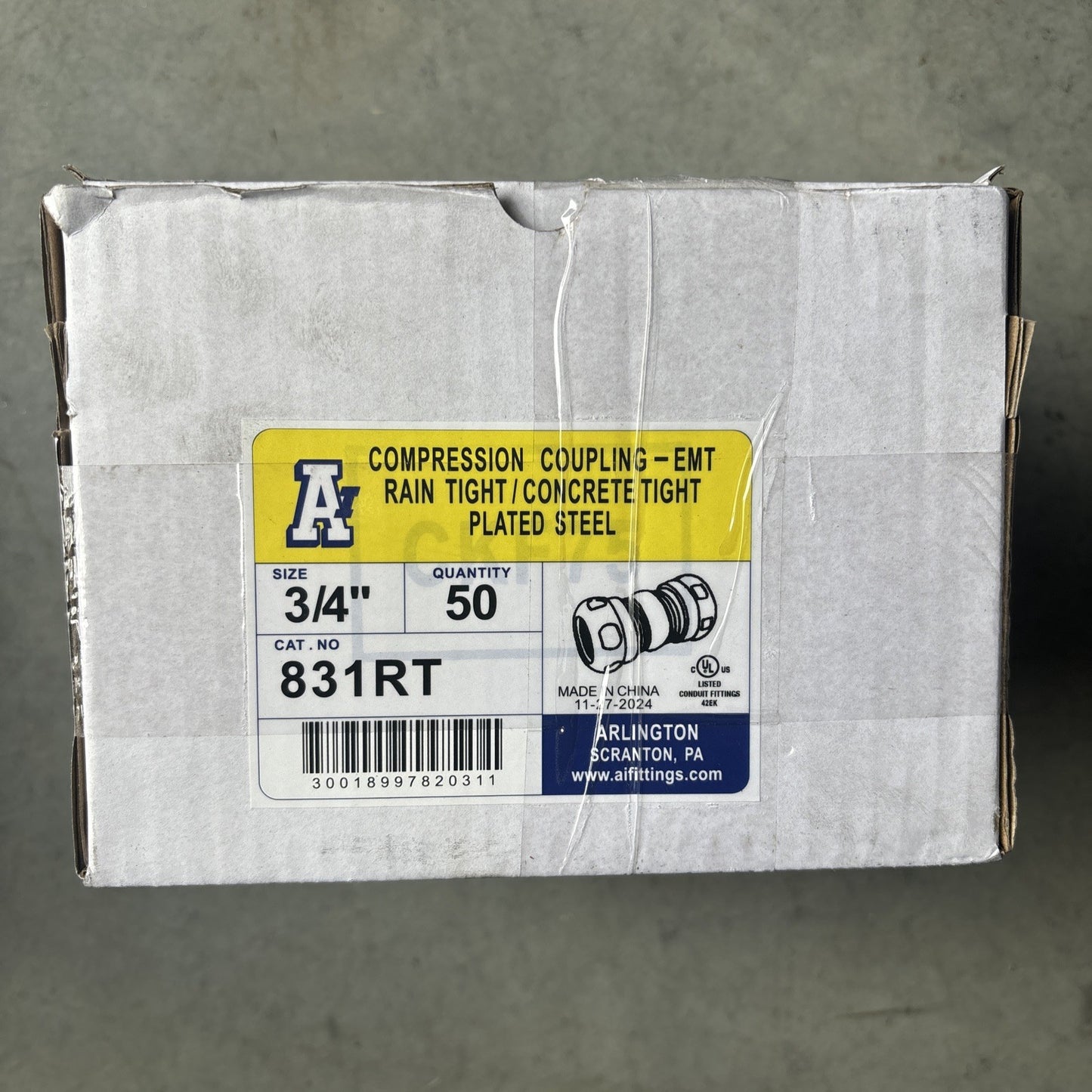 50 ARLINGTON 3/4 COMPRESSION COUPLING EMT 831RT RAIN TIGHT/CONCRETE TIGHT0