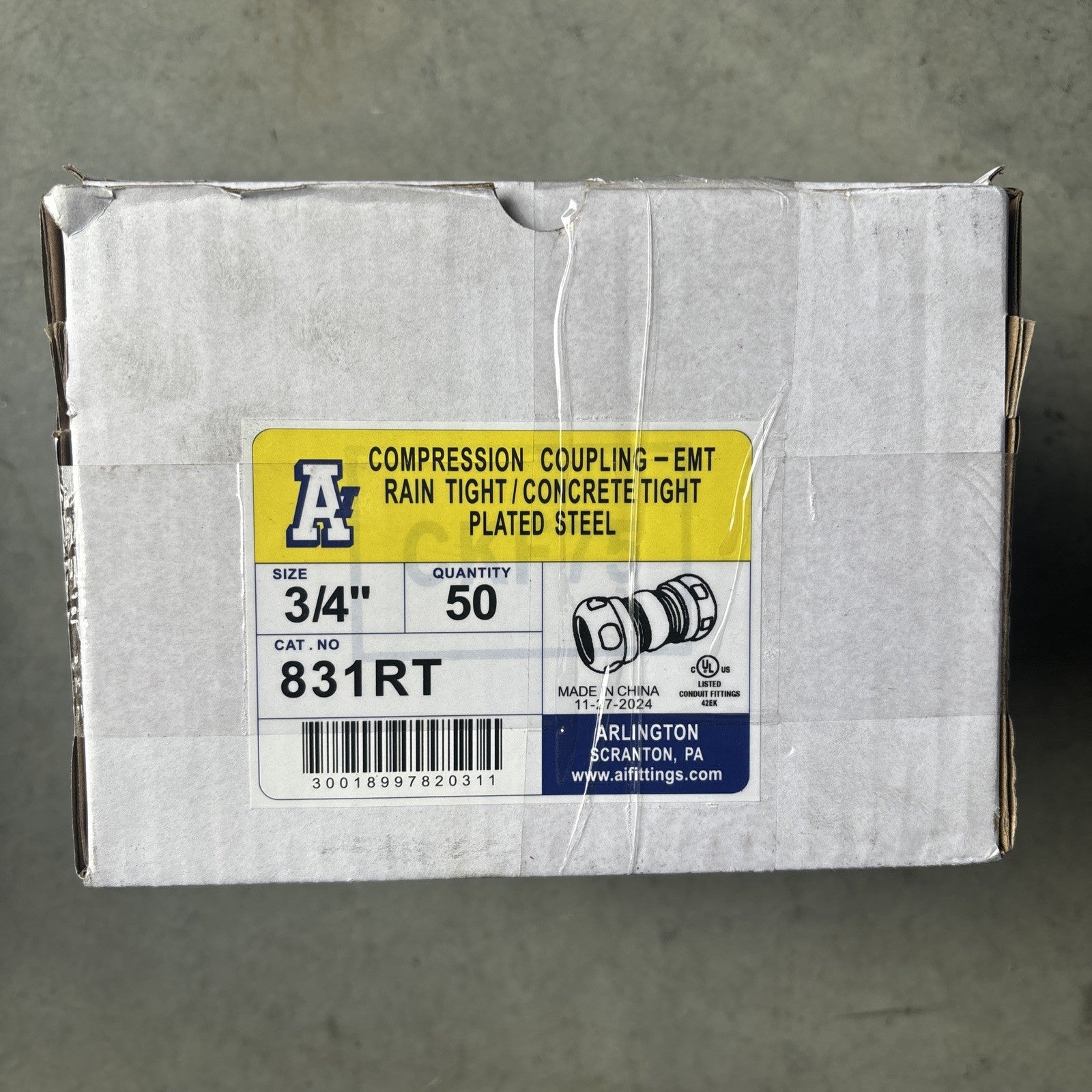 50 ARLINGTON 3/4 COMPRESSION COUPLING EMT 831RT RAIN TIGHT/CONCRETE TIGHT0