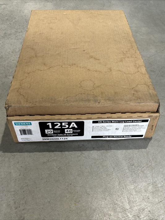 Siemens SN Series 125A 20 Space 40 Circuit Outdoor Load Center UL Listed0