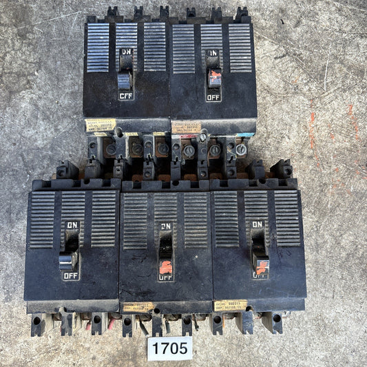 Lot Of 5 Square D 992315 Circuit Breaker 15A 3 Pole 250VAC Used0