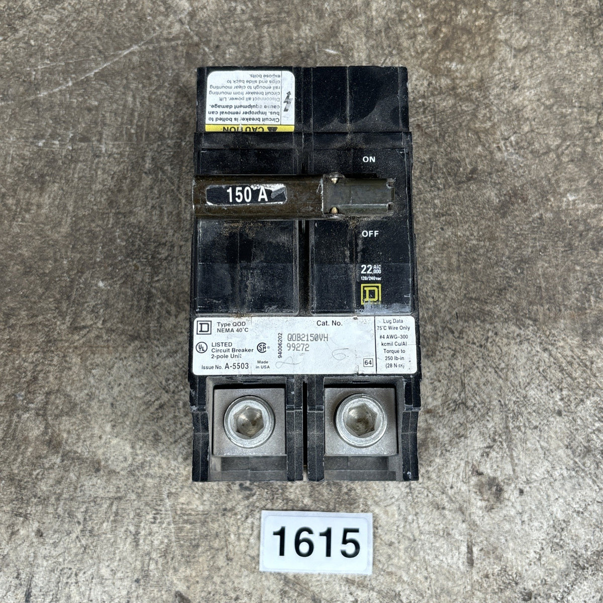 Square D QOB2150VH Circuit Breaker 150 Amp 2 Pole0
