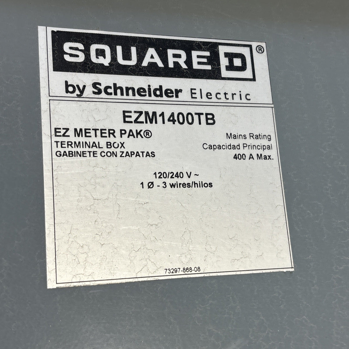 Square D EZM1400TB 400 Amp 120/240 Volt 1 Phase 3 Wire Panel Box1