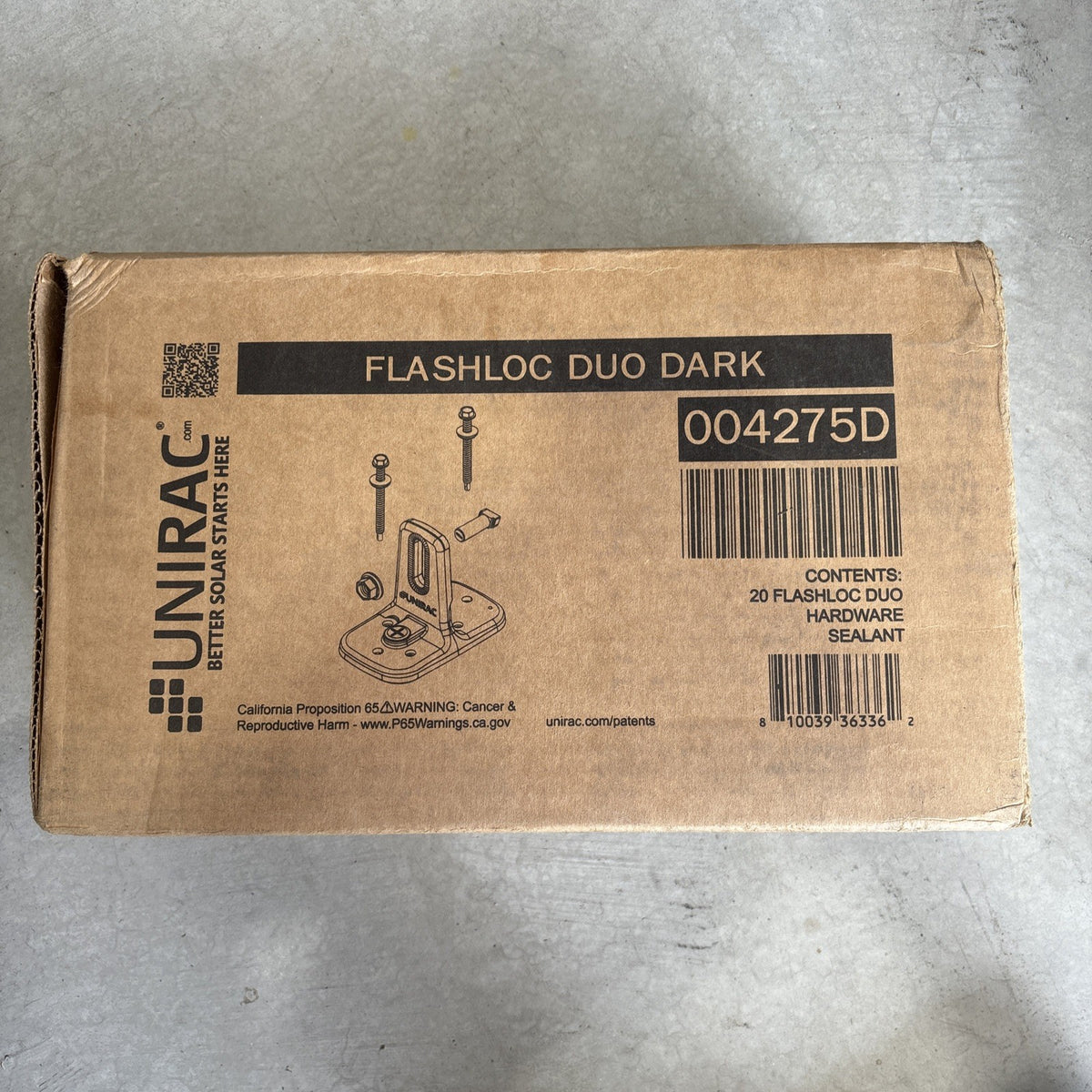 20X Unirac 004275D Flashloc Duo Dark Solar Footing (Box Of 20) NEW FREE SHIPPING0