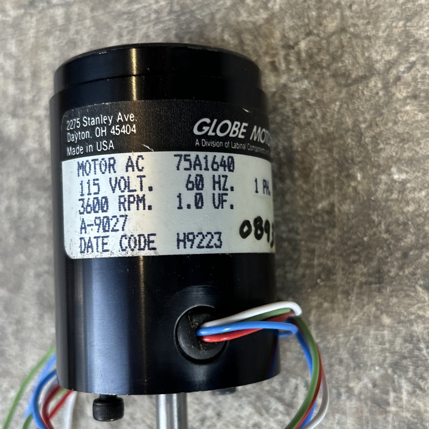 Globe Motors 75A1640 AC Gear Motor 115V 1 P 3600 RPM New1