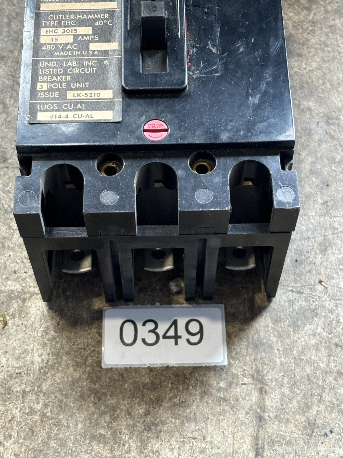 Cutler Hammer EHC3015 Circuit Breaker 15 Amps 3 Poles 480 Vac2