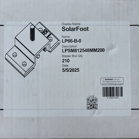 S-5! SolarFoot LP66-B-0 Metal Roof Solar Mount Brackets Master Box 210 Qty0