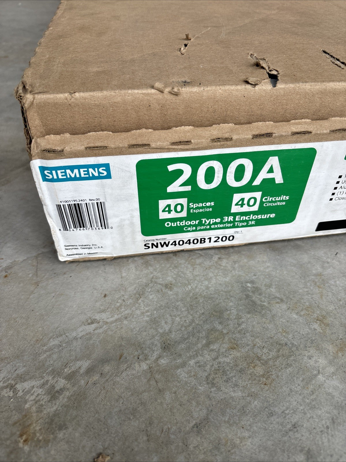 SIEMENS SNW4040B1200 200 Amp 40 Space 40 Circuit Main Breaker Load Center1