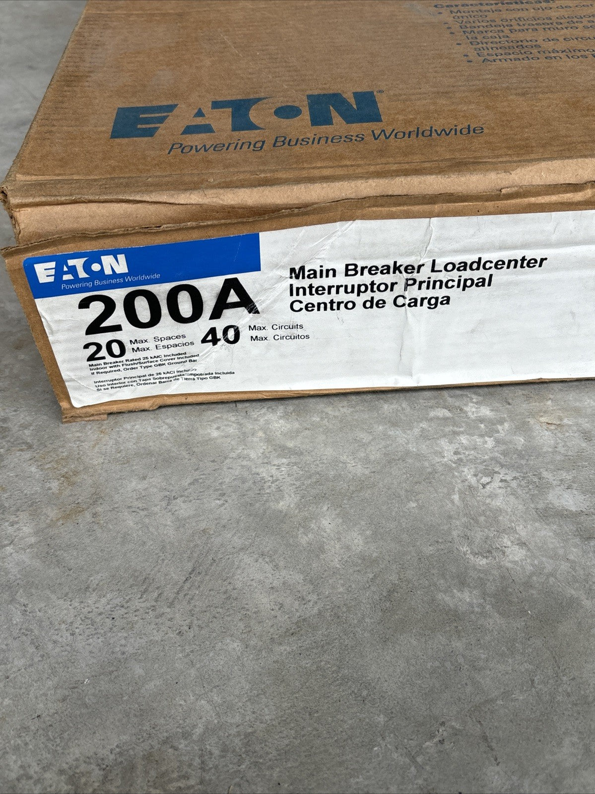 Eaton BR2040PV200 Main Breaker Loadcenter   Solar Ready, Copper Bus, New In Box2