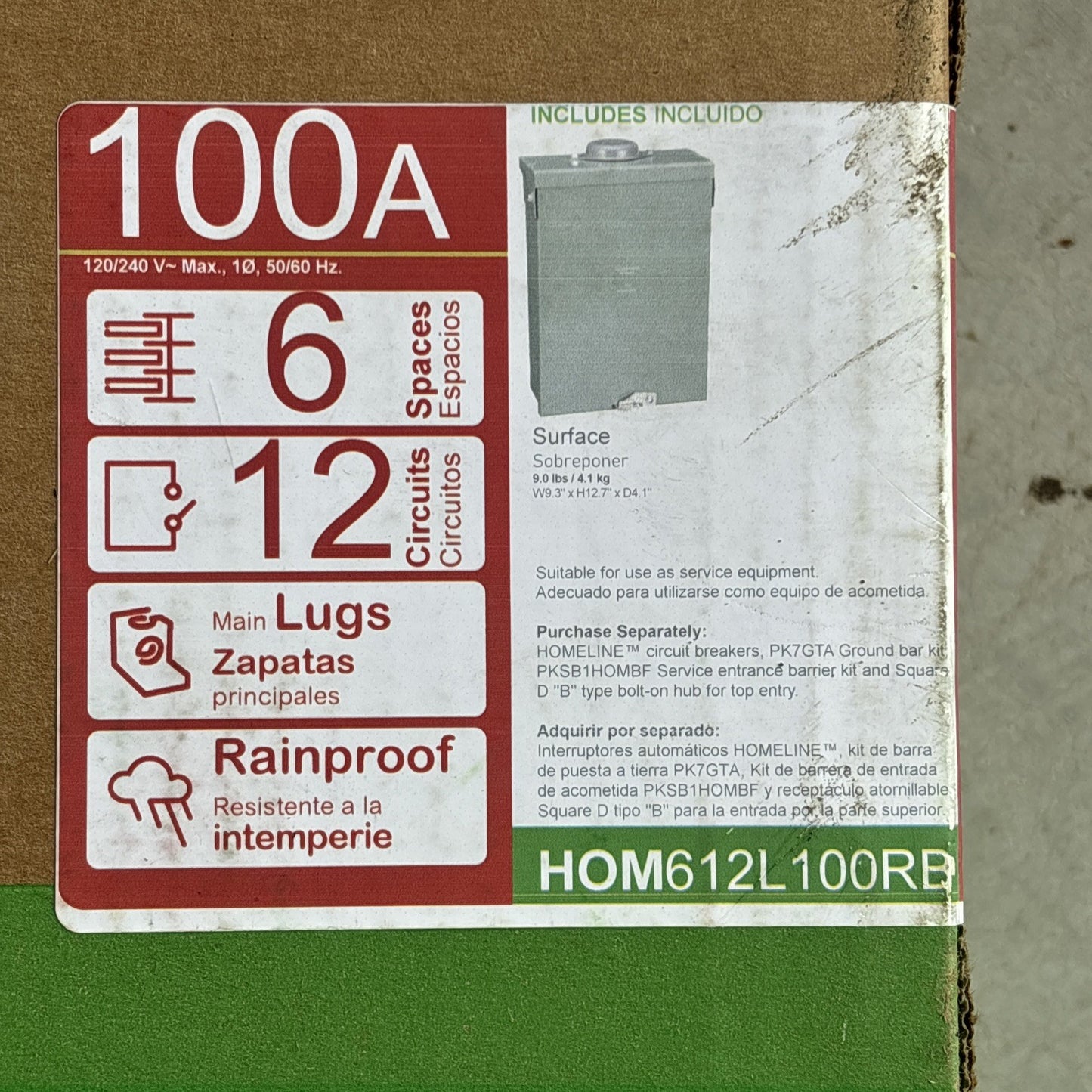 Square D HOM612L100RB Circuit Breaker Load Center  100A   120/240V   6 Space NEW2