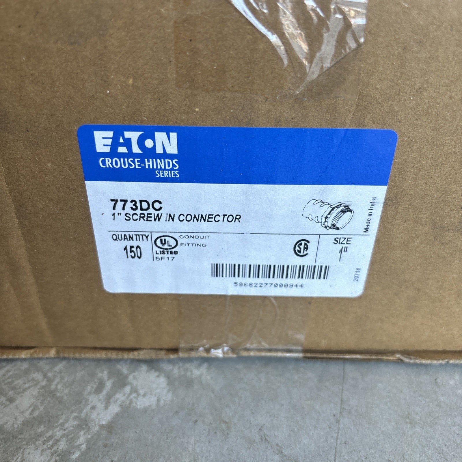 (QTY 150) Eaton Crouse Hinds 773DC 1” Screw In Straight Connector for FMC1