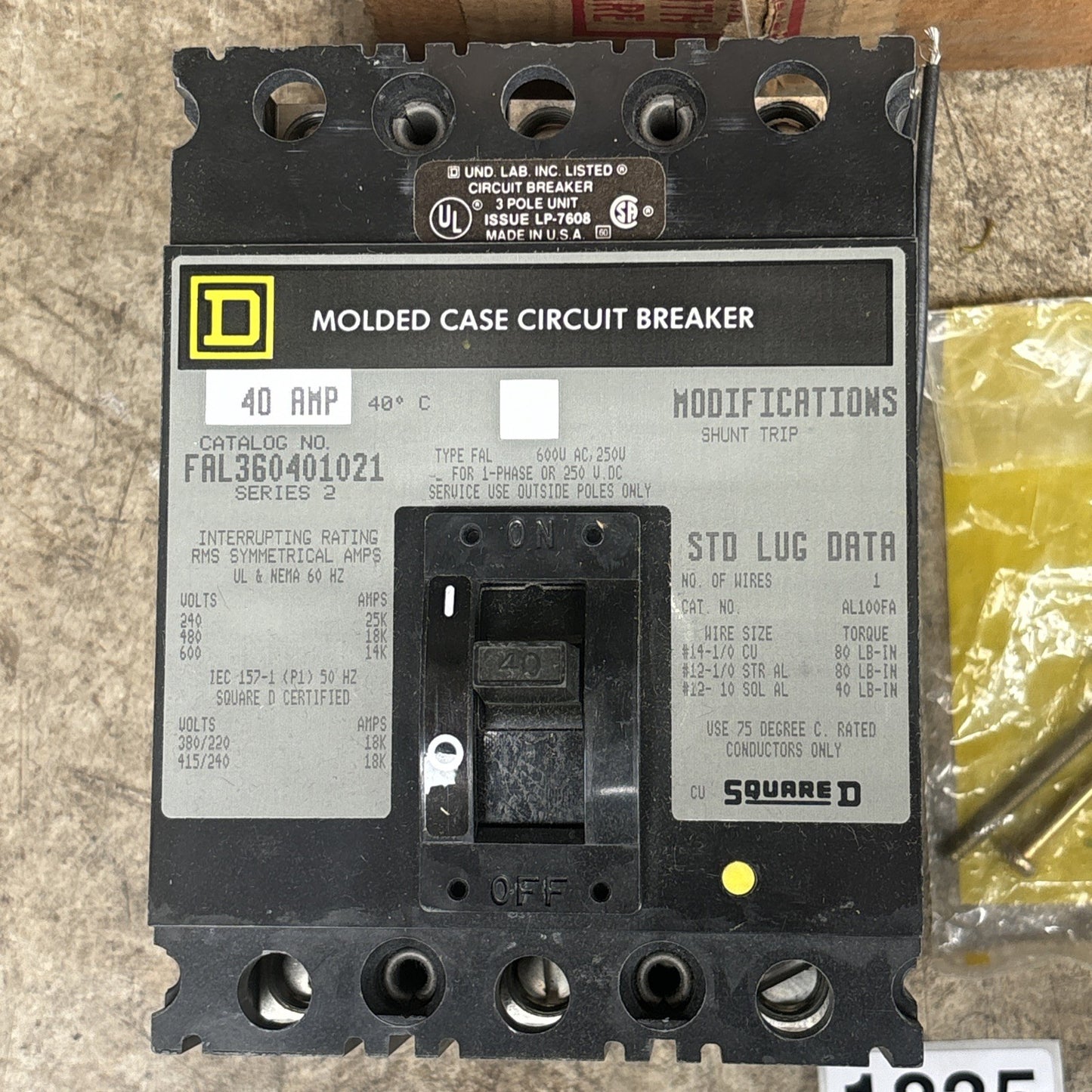 Square D FAL360401021 Interruttore circuito industriale 40 Amp 3 poli1