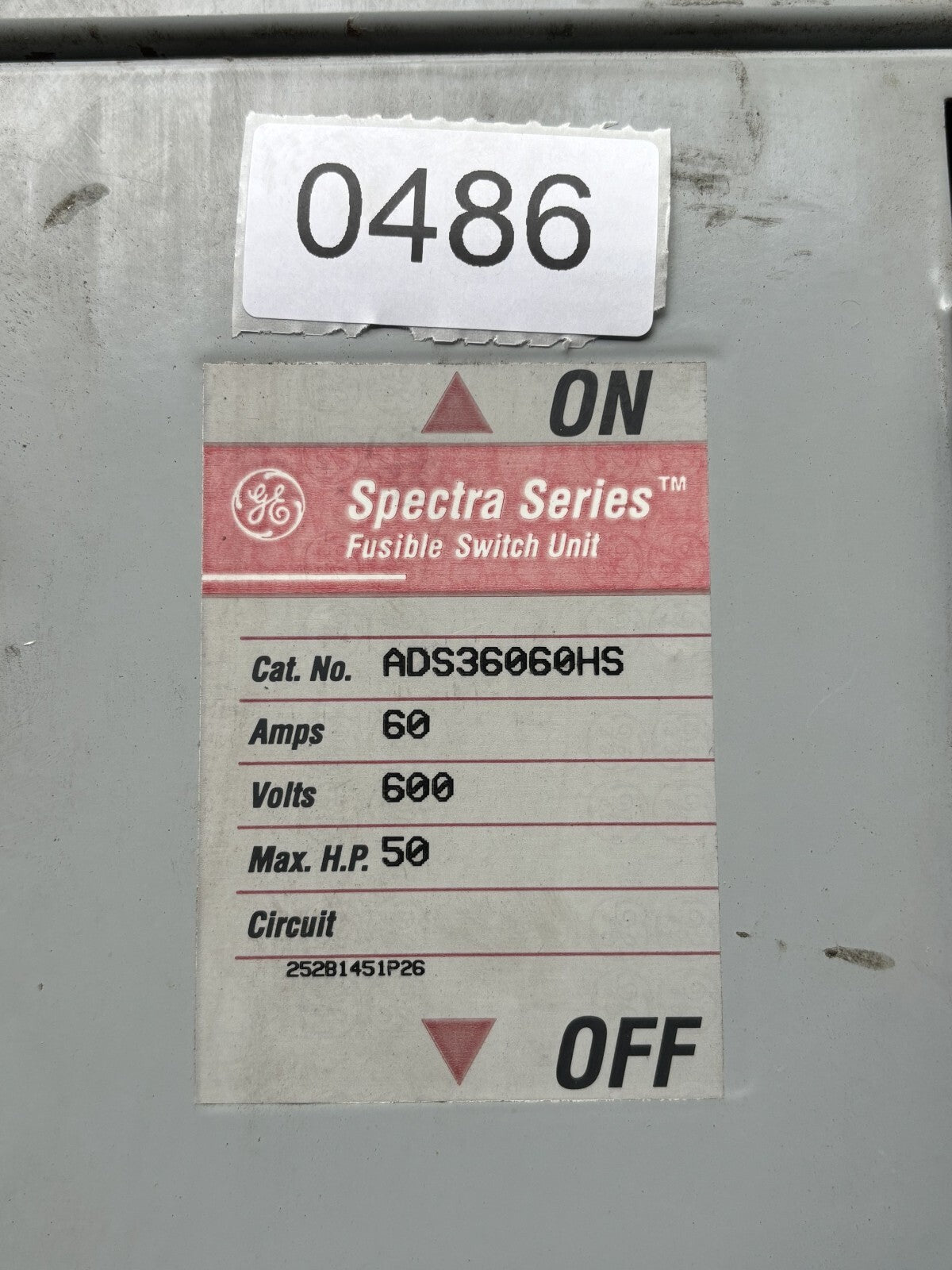 General Electric ADS36060HS Fusible Switch Unit 60 Amp 600 Volt1