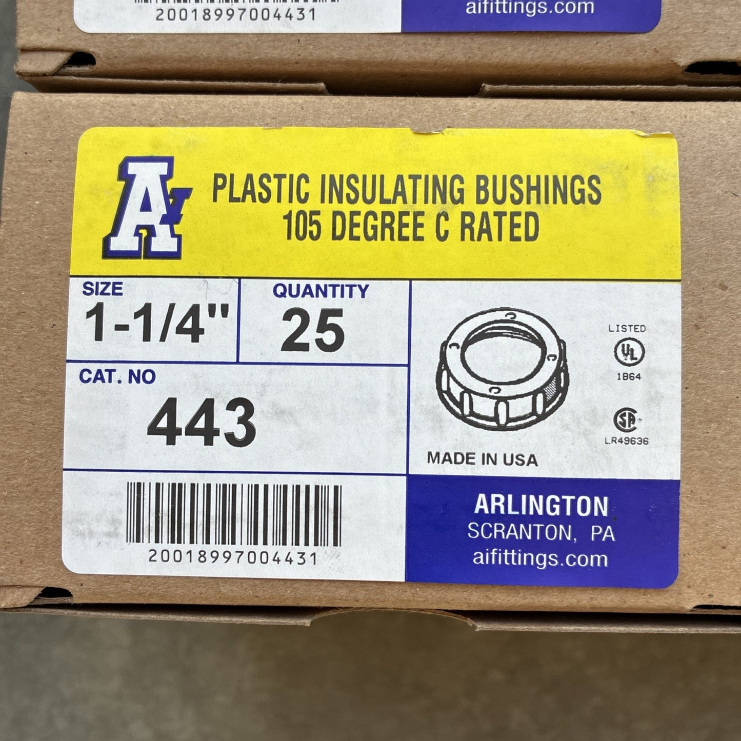 125 ARLINGTON INDUSTRIES 443 1 1/4" plastic insulating bushings1