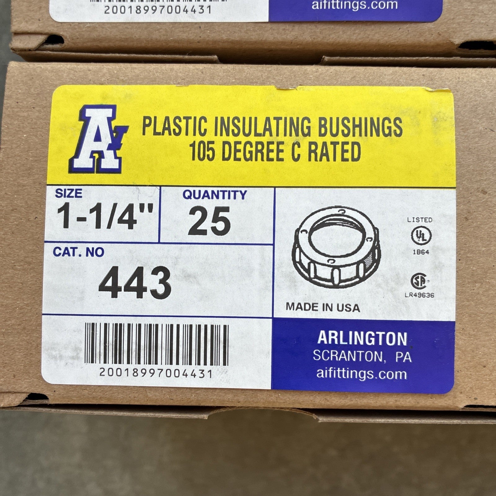 125 ARLINGTON INDUSTRIES 443 1 1/4" plastic insulating bushings1