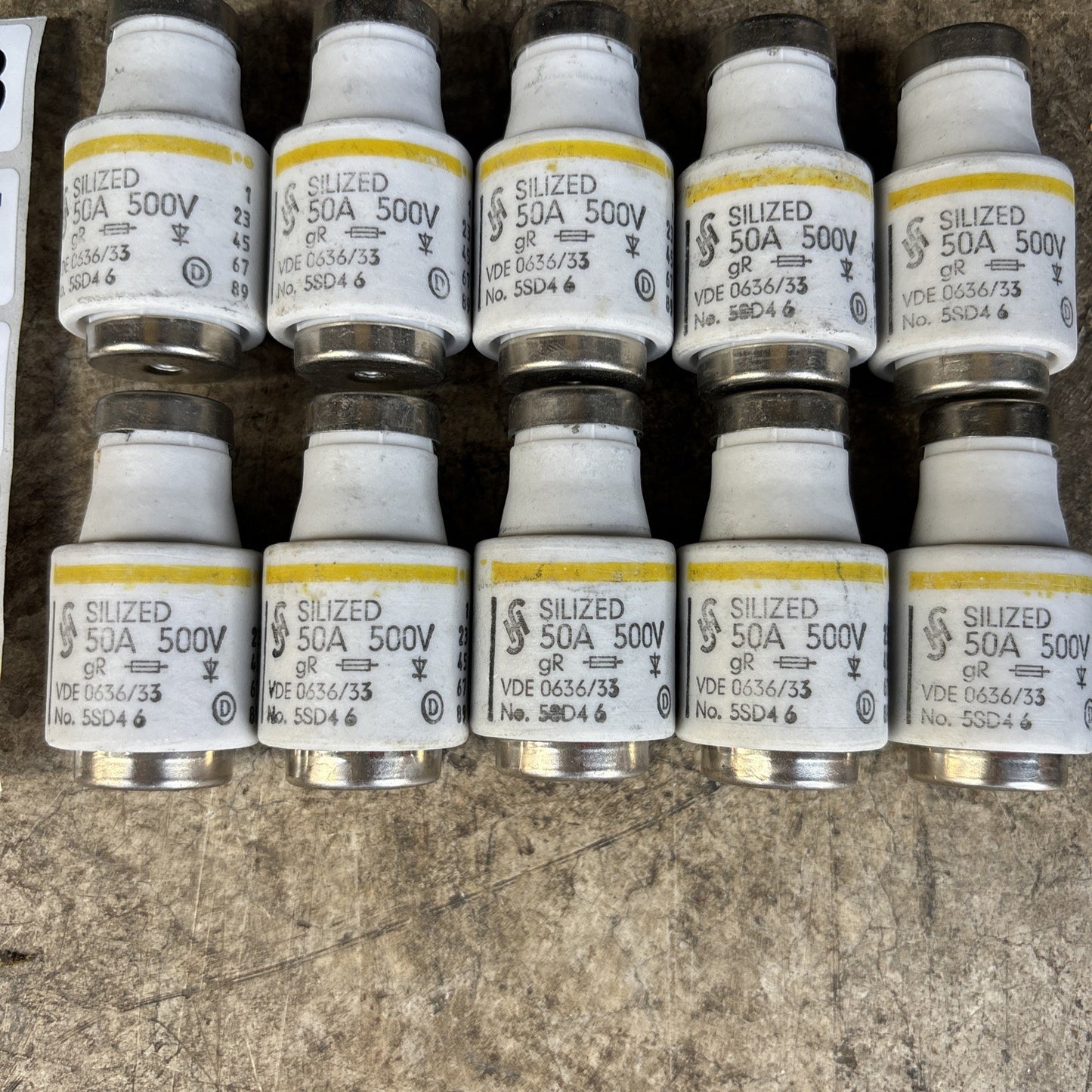 Siemens 5SD46 Silized Ceramic Bottled Fuse 50A 500V (Lot of 10)2