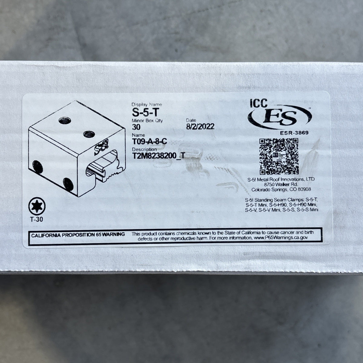 S5! S 5 T S5 SEAM CLAMP "T" Master Box Qty 300