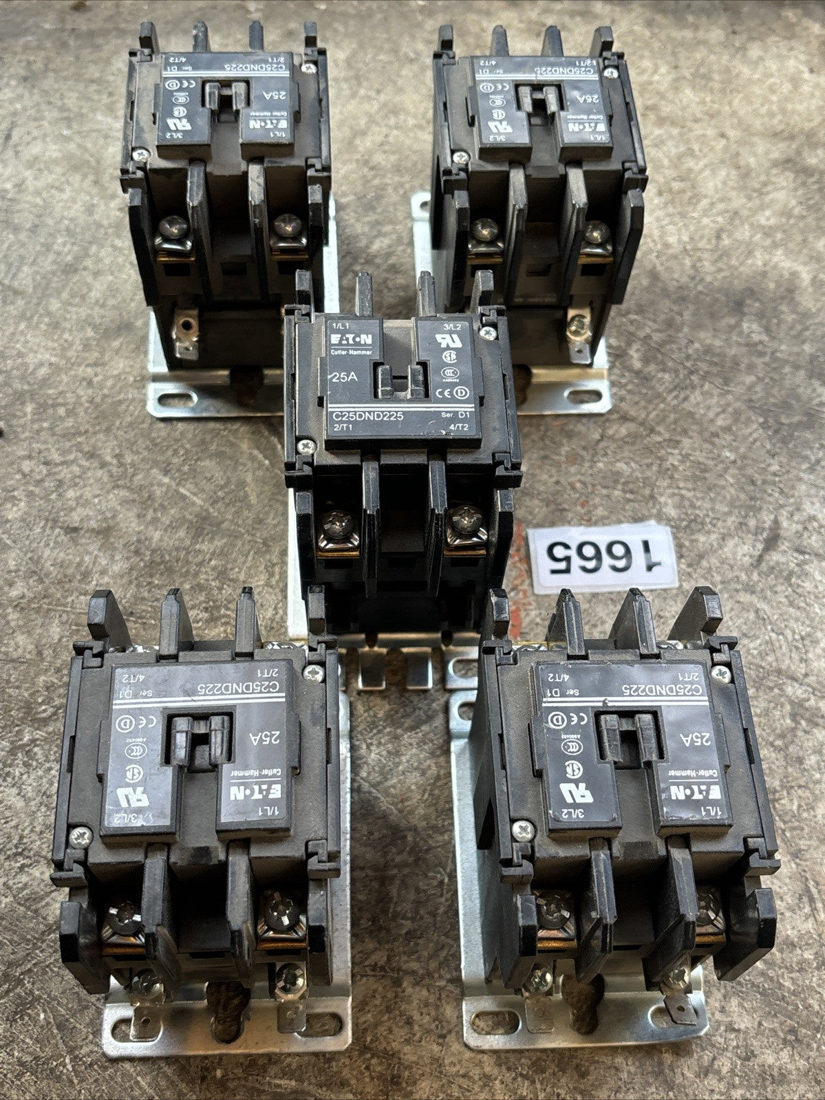 Lot Of 5 Eaton C25DND225, 25A Serial D1 Purpose Contactor2