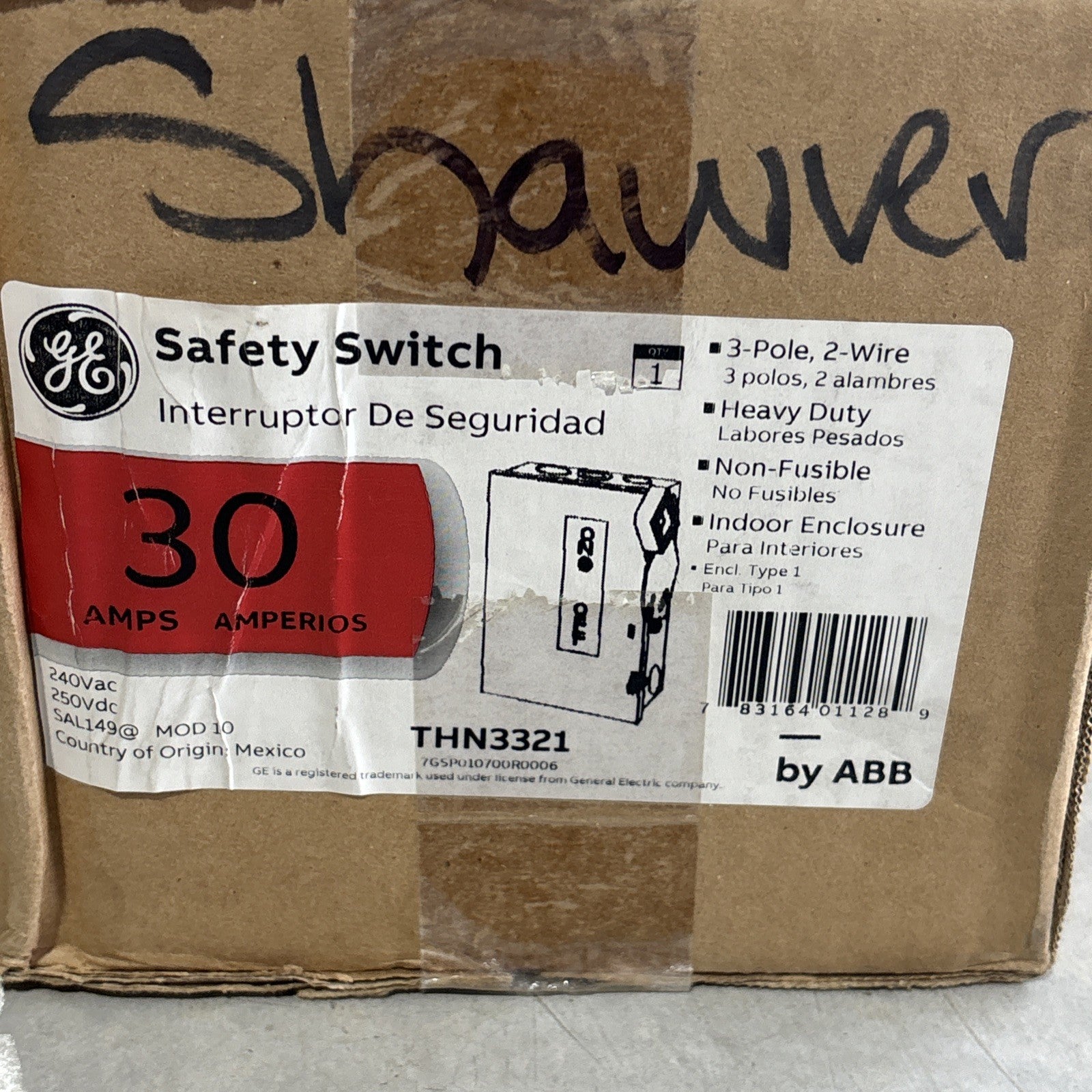 General Electric GE THN3321 Safety Switch 30A 240V 3P1