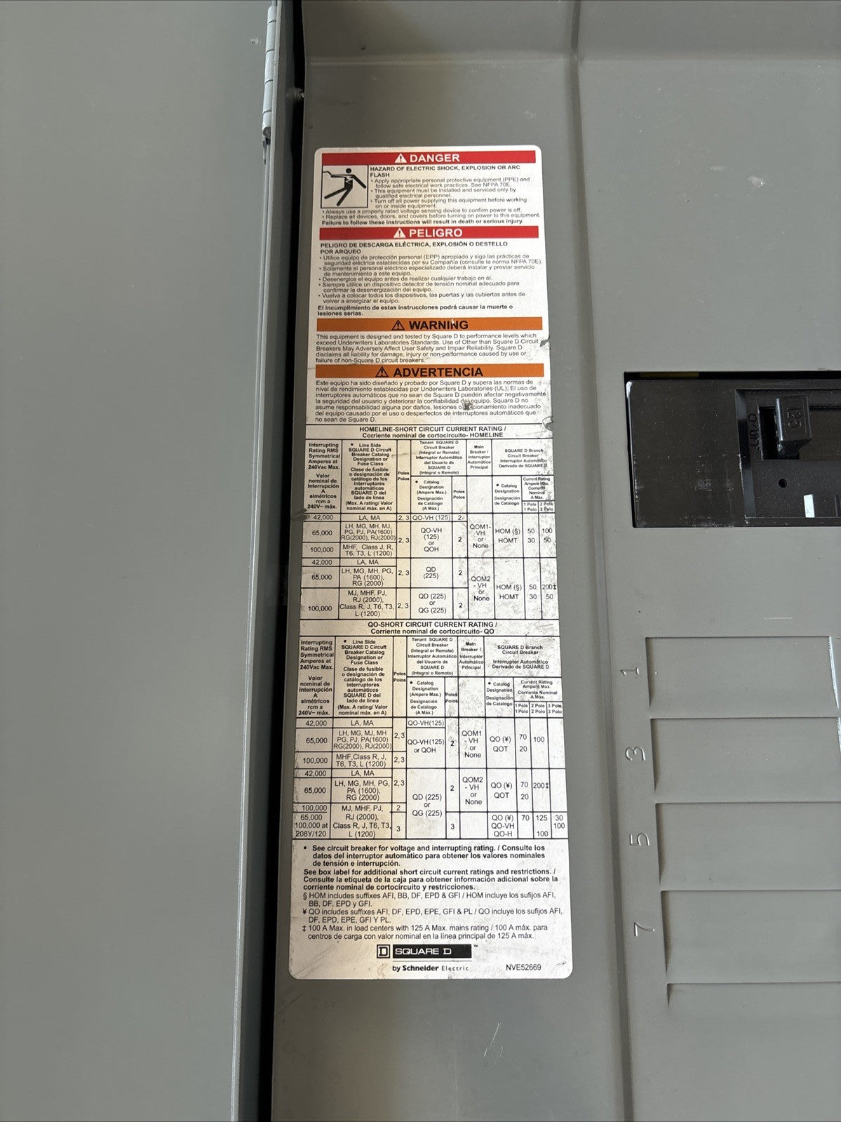Square D by Schneider QO & Homeline Outdoor Load Center Class 1100, NVE526692