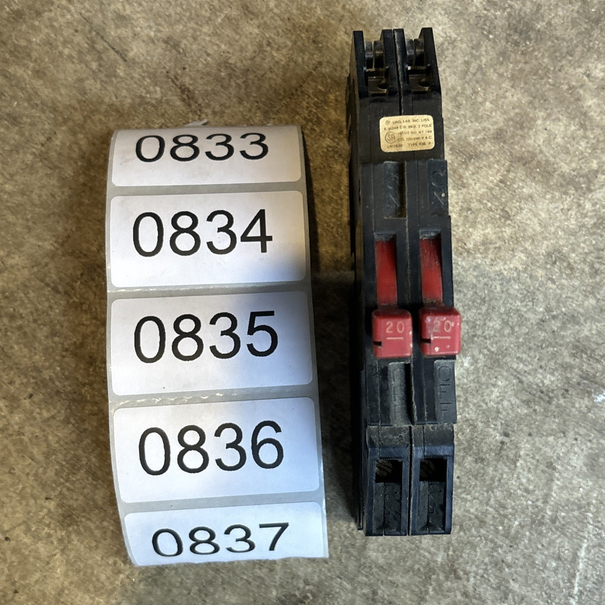 Zinsco,sylvania,gte Double Pole 20amp Breaker0