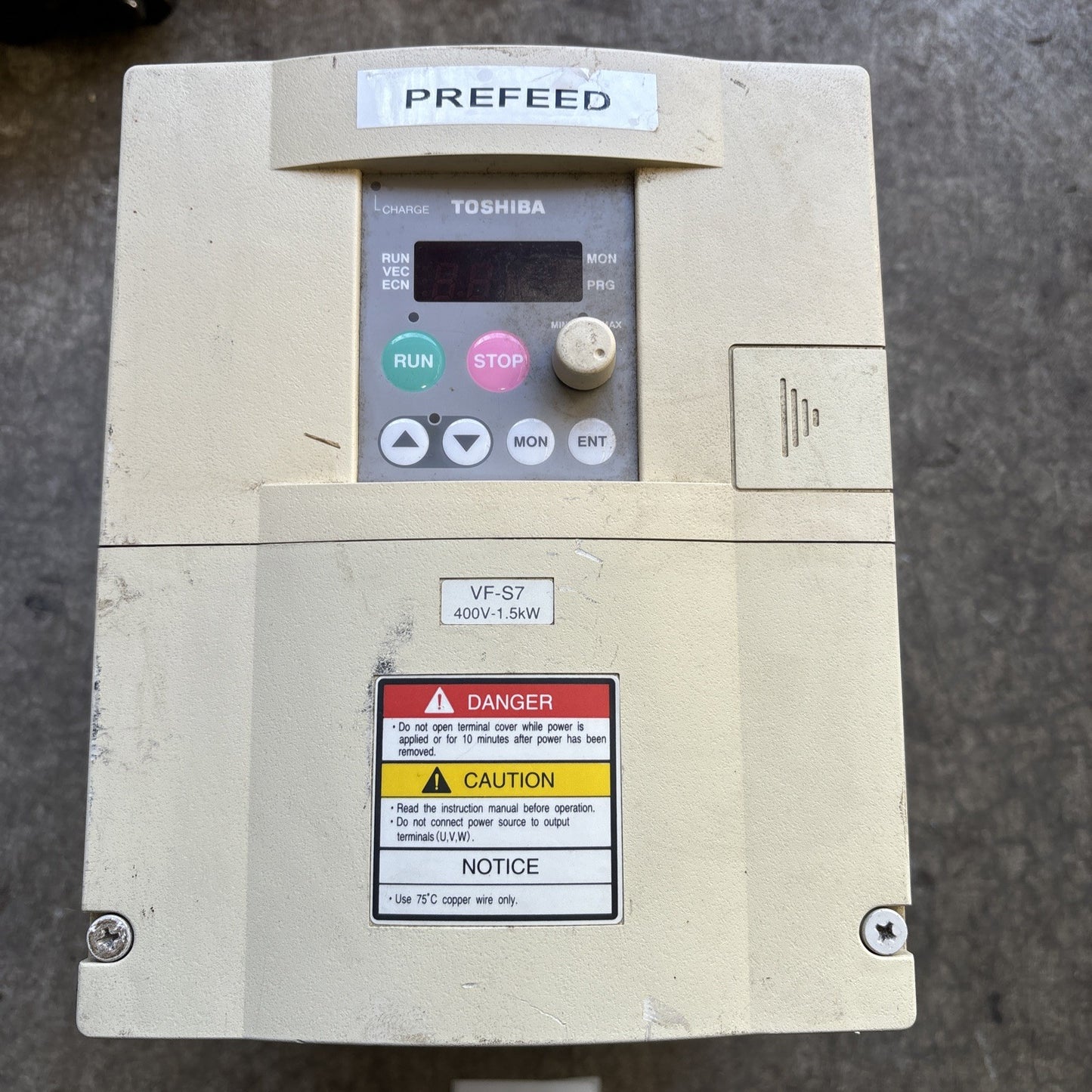 VFS7 4015UPL  (2)  Toshiba 4.1A 460V 2HP VF S71