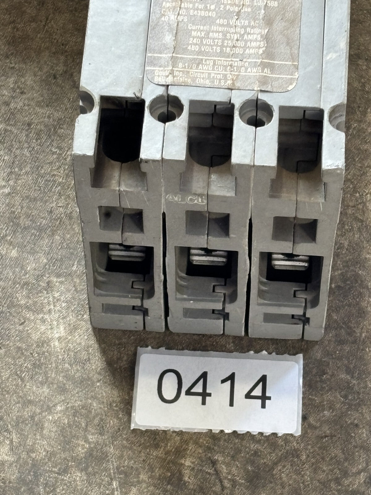 ITE E43B040 Circuit Breaker 40 Amp 3 Pole 480 Vac2