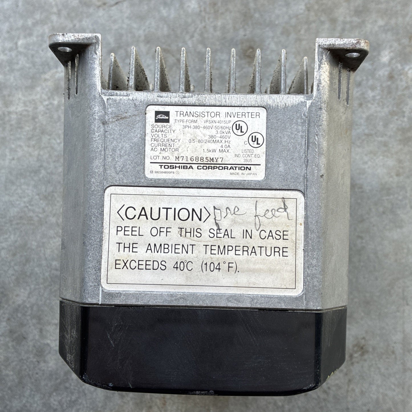 TOSHIBA VFSXN 4015UP 4A 460V 3Ph TRANSITOR INVERTER DRIVE2