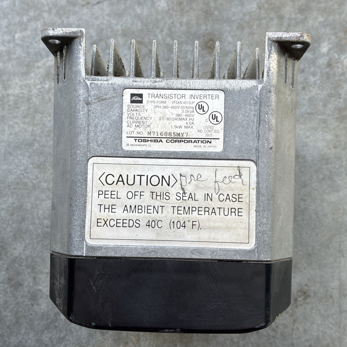 TOSHIBA VFSXN 4015UP 4A 460V 3Ph TRANSITOR INVERTER DRIVE2