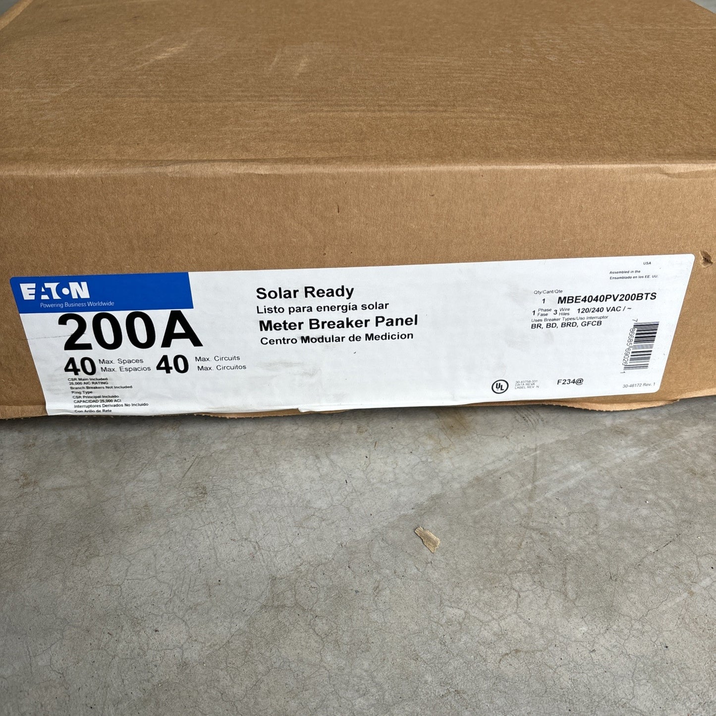 NEW Eaton MBE4040PV200BTS   Solar Rated MB 40/40 200A MCB 200A0