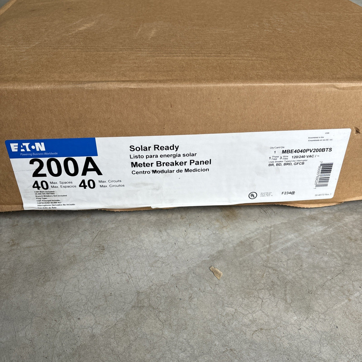 NEW Eaton MBE4040PV200BTS   Solar Rated MB 40/40 200A MCB 200A0