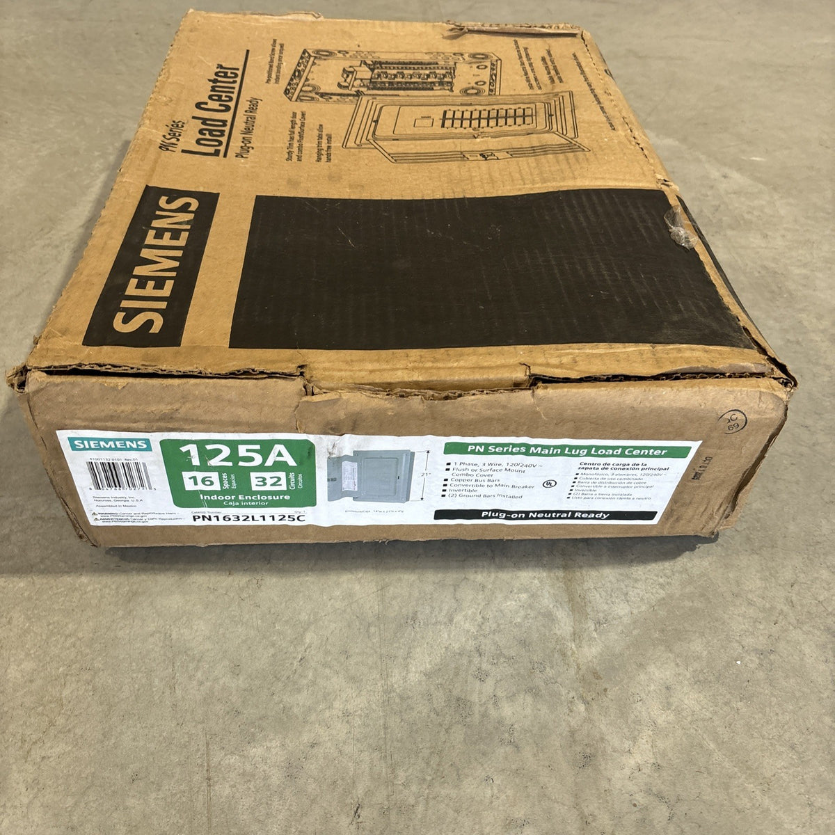 Siemens PN Series 125A 16-Space 32-Circuit Main Lug Load Center Panel0