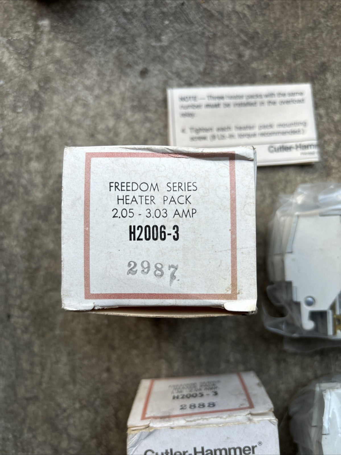 Cutler Hammer Freedom Series Heater Pack H2006 3 2.05 3.03 AMP 2 Boxes Of 31