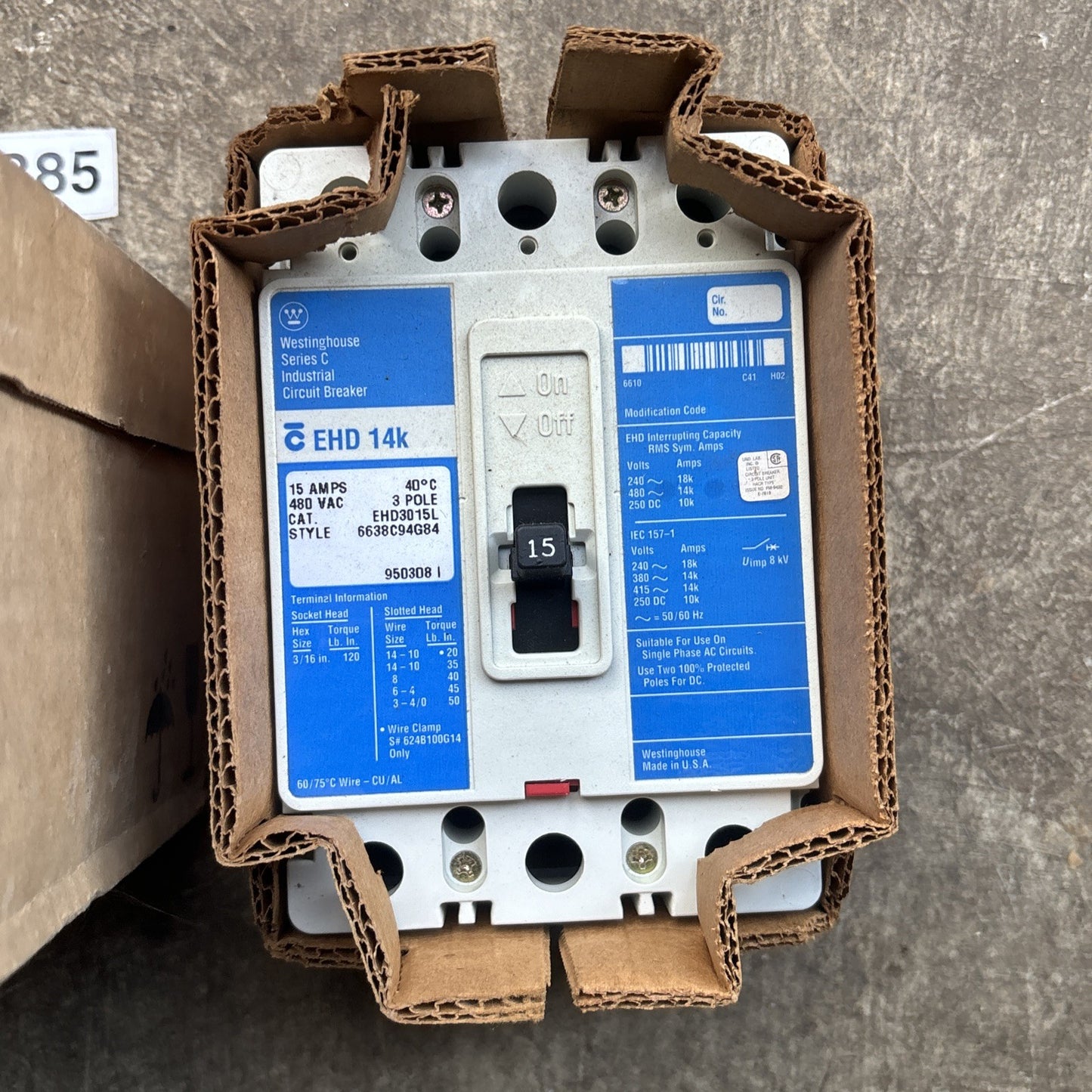 Westinghouse EHD3030L 30A 480VAC Circuit Breaker2