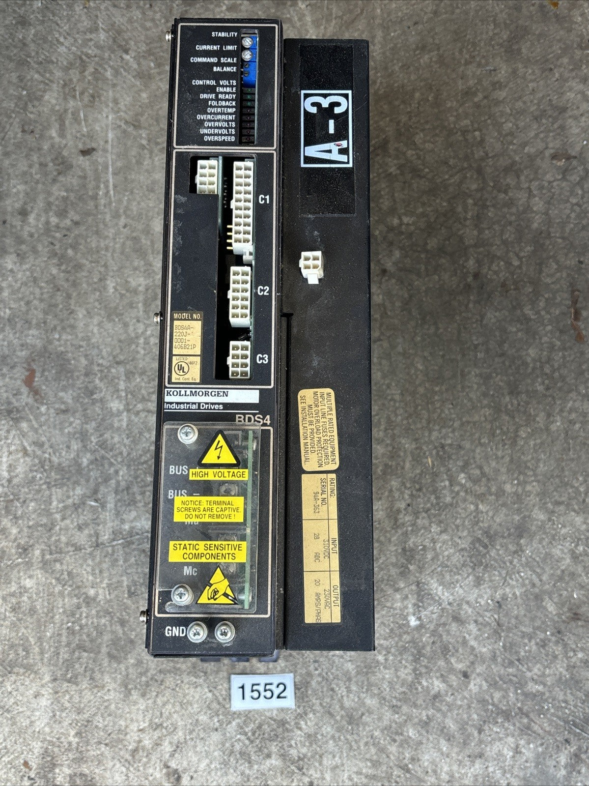 Kollmorgen BDS4A 203J 0001 202B21P Servo Drive Kollmorgen BDS4 Servo Drive0