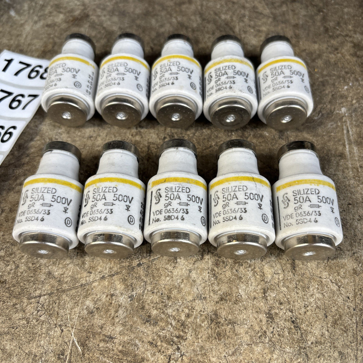 Siemens 5SD46 Silized Ceramic Bottled Fuse 50A 500V (Lot of 10)3