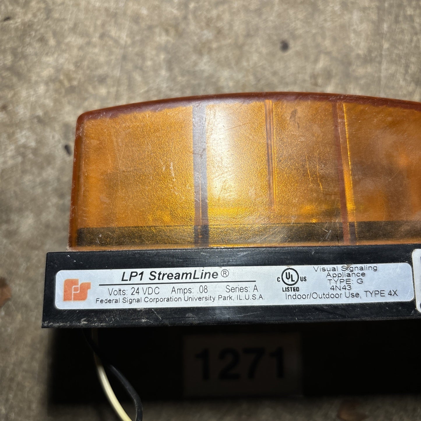 Federal Signal LP1 Streamline Mini Strobe Amber Surface Mount 120VAC .06A Ser. A3