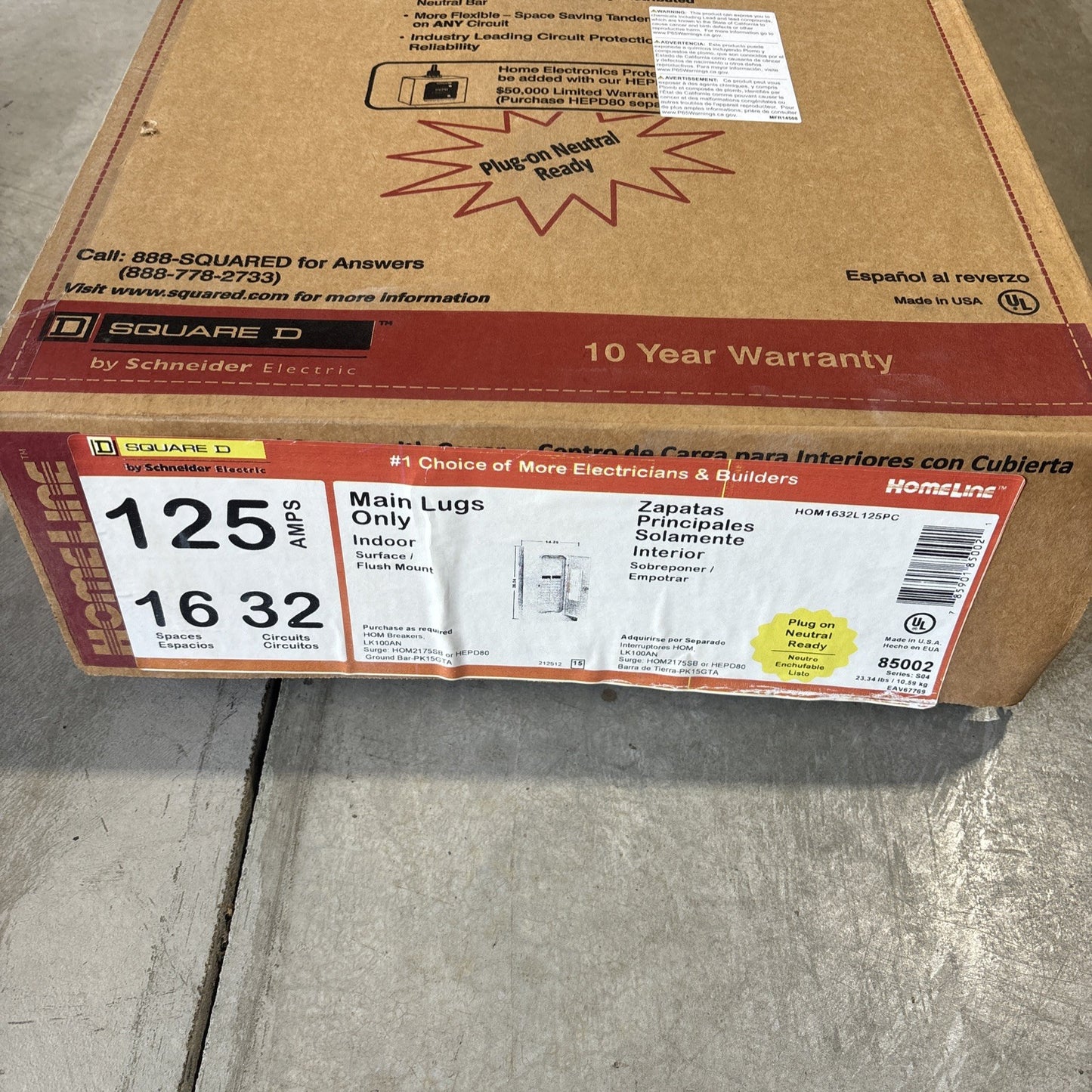   NEW   Square D HOM1632L125PC 125 Amp Load Center 16 Space 32 Circuit Indoor0