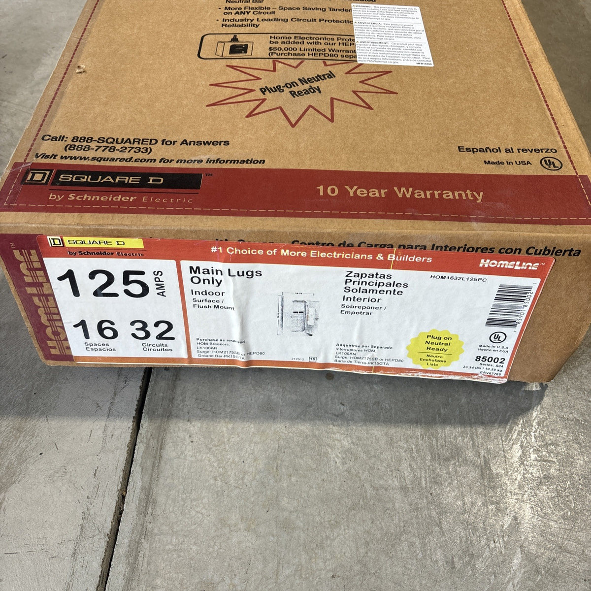   NEW   Square D HOM1632L125PC 125 Amp Load Center 16 Space 32 Circuit Indoor0