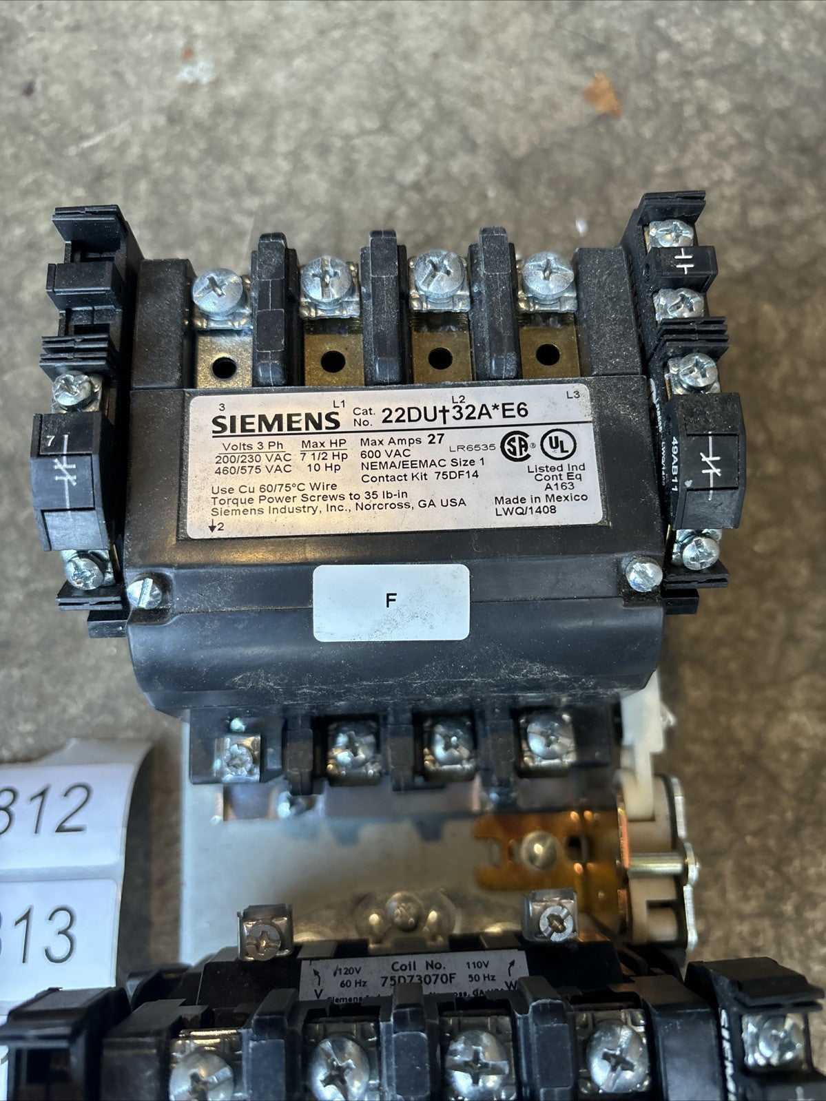 Siemens Motor Starter Size 1 Reversing 22DU+32A*E6 120 Volt Coil Siemens ESP2001