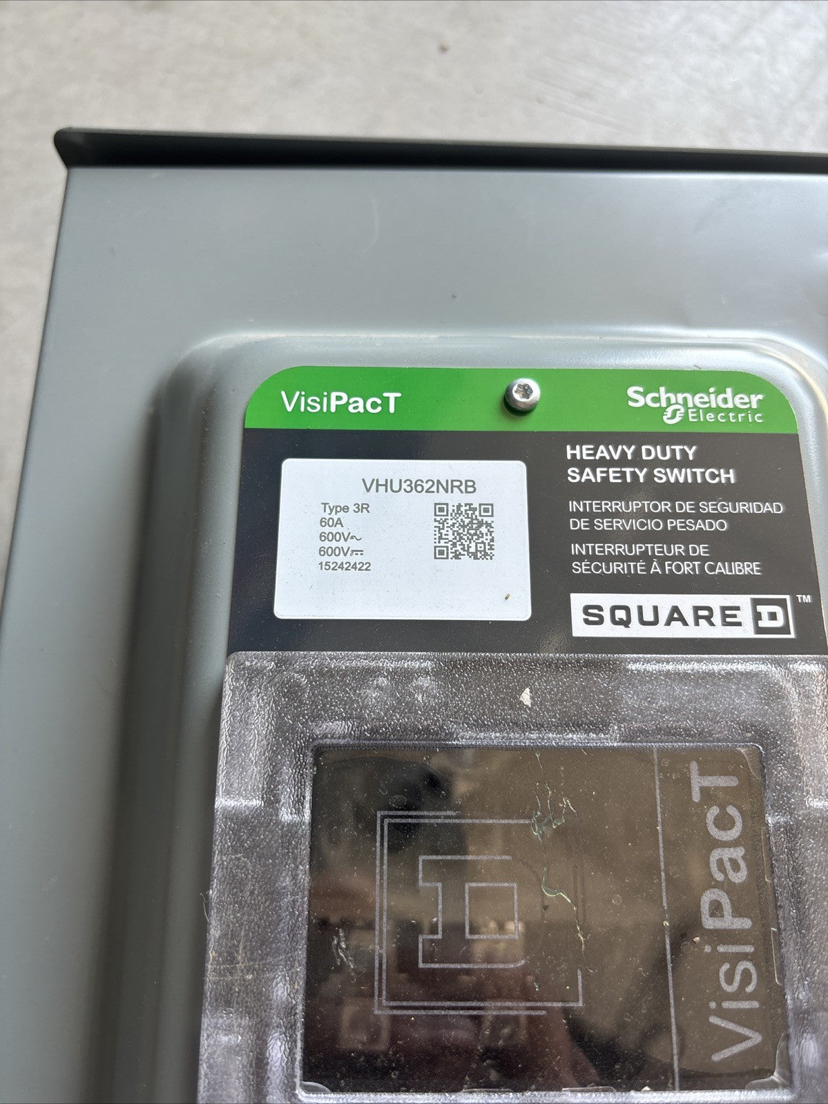 New No Box Square D VHU362NRB Heavy Duty, Unfused Safety Switch Viewing Window1