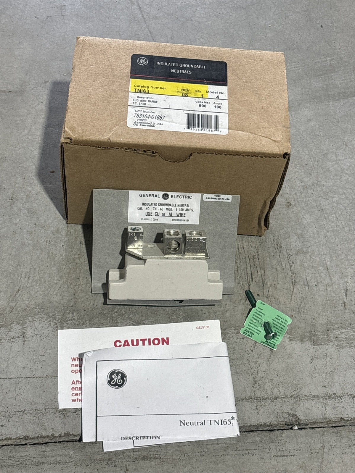 General Electric GE TNI63/TNI-63 Insulated Groundable Neutral0