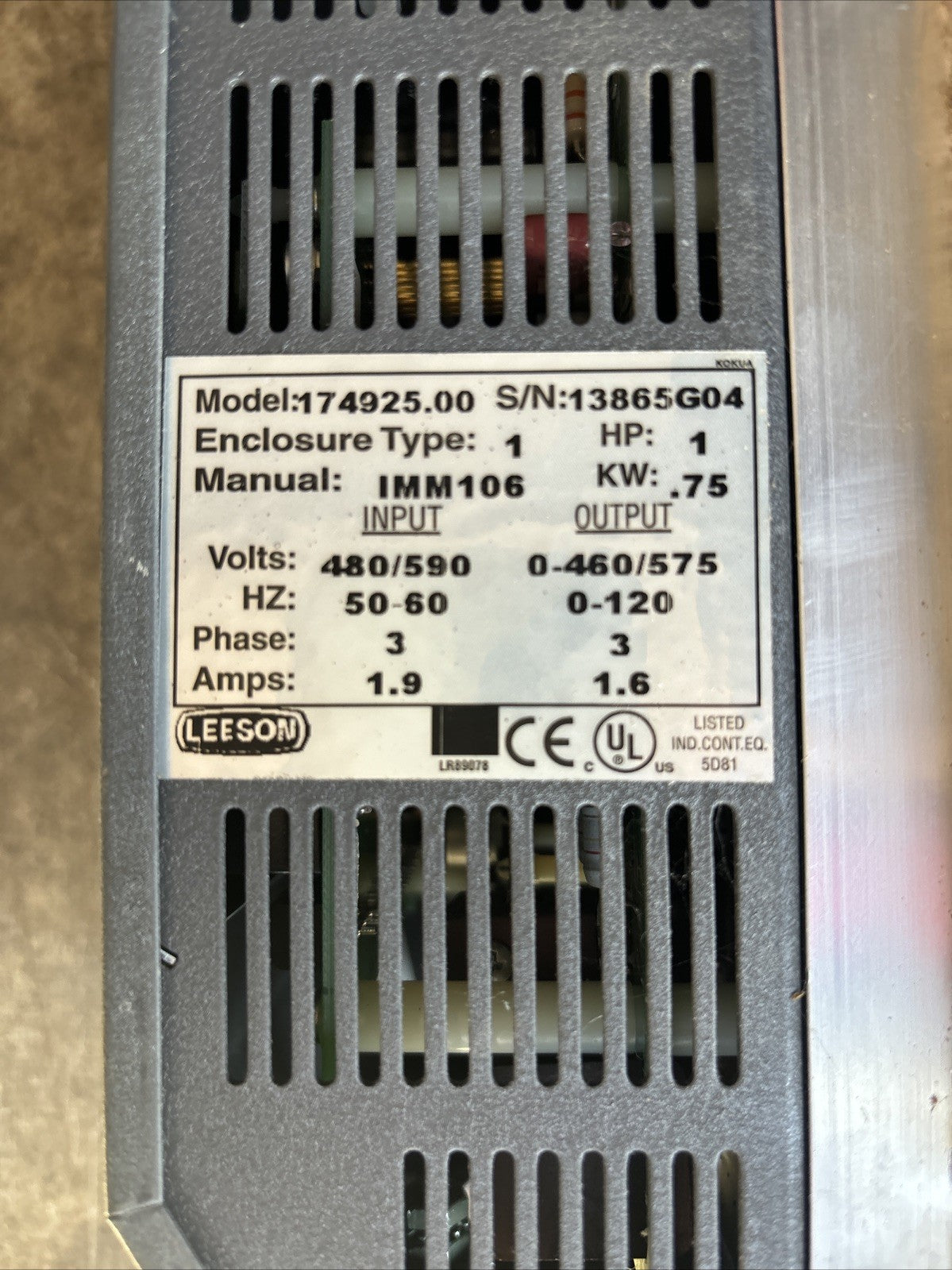LEESON 174925.00 Variable Speed Drive VFD 480 590V 3PH 1Hp AC Motor4