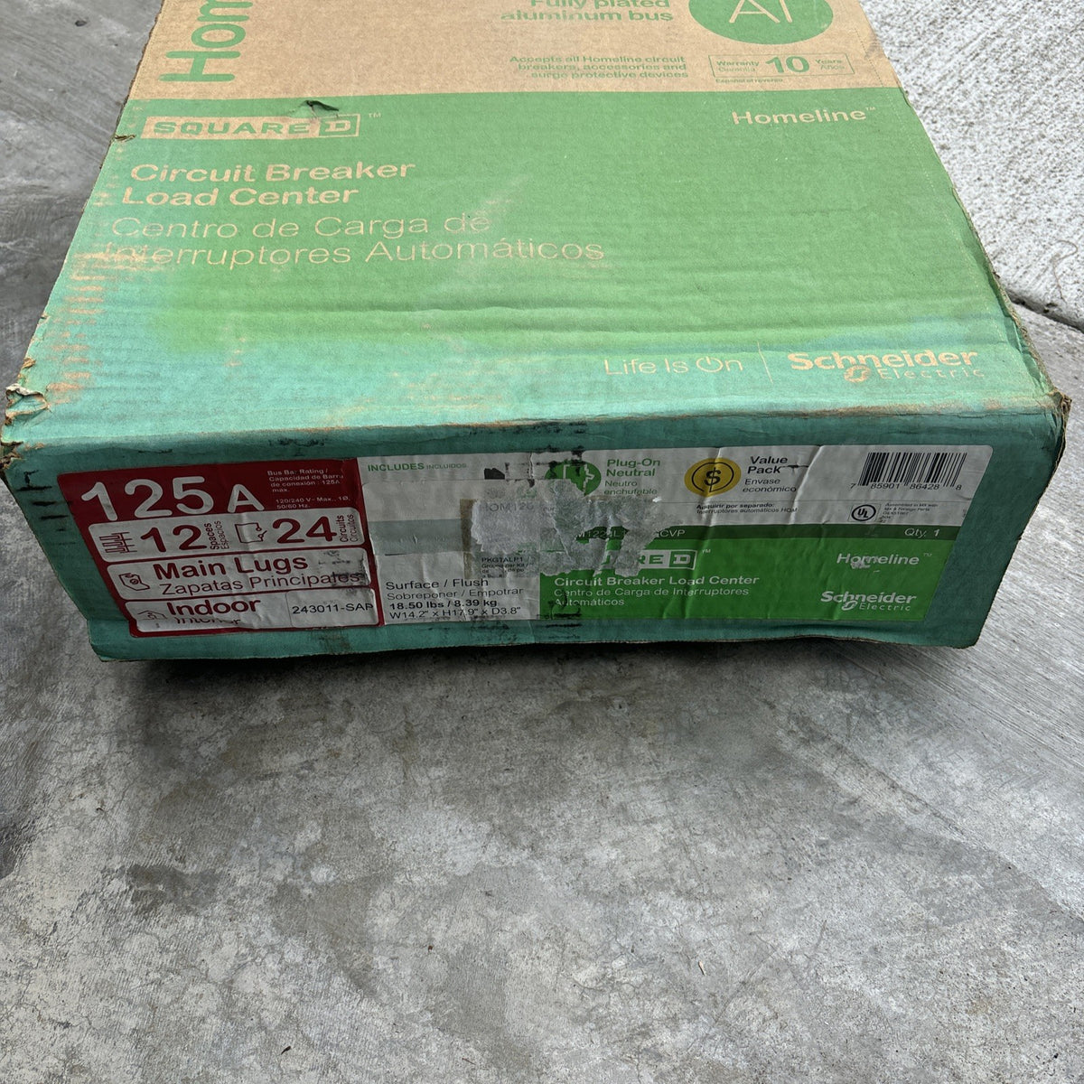 Square D HOM1224l125PGCVP Homeline 125Amp 12 Space 24 Circuit Indoor Load Center0