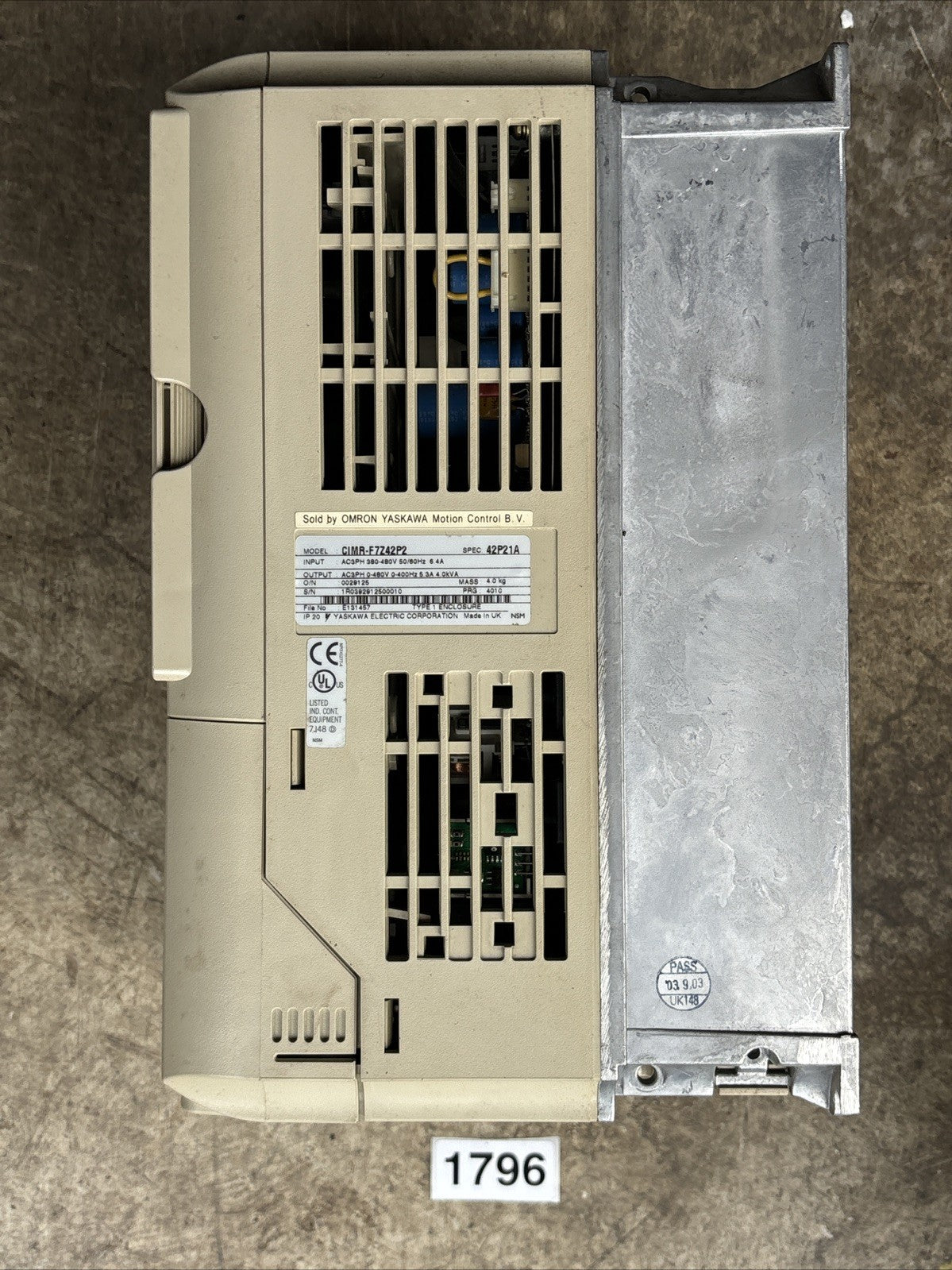 OMRON CIMR F7Z45P5 VARISPEED F7 DRIVE USED, GOOD6