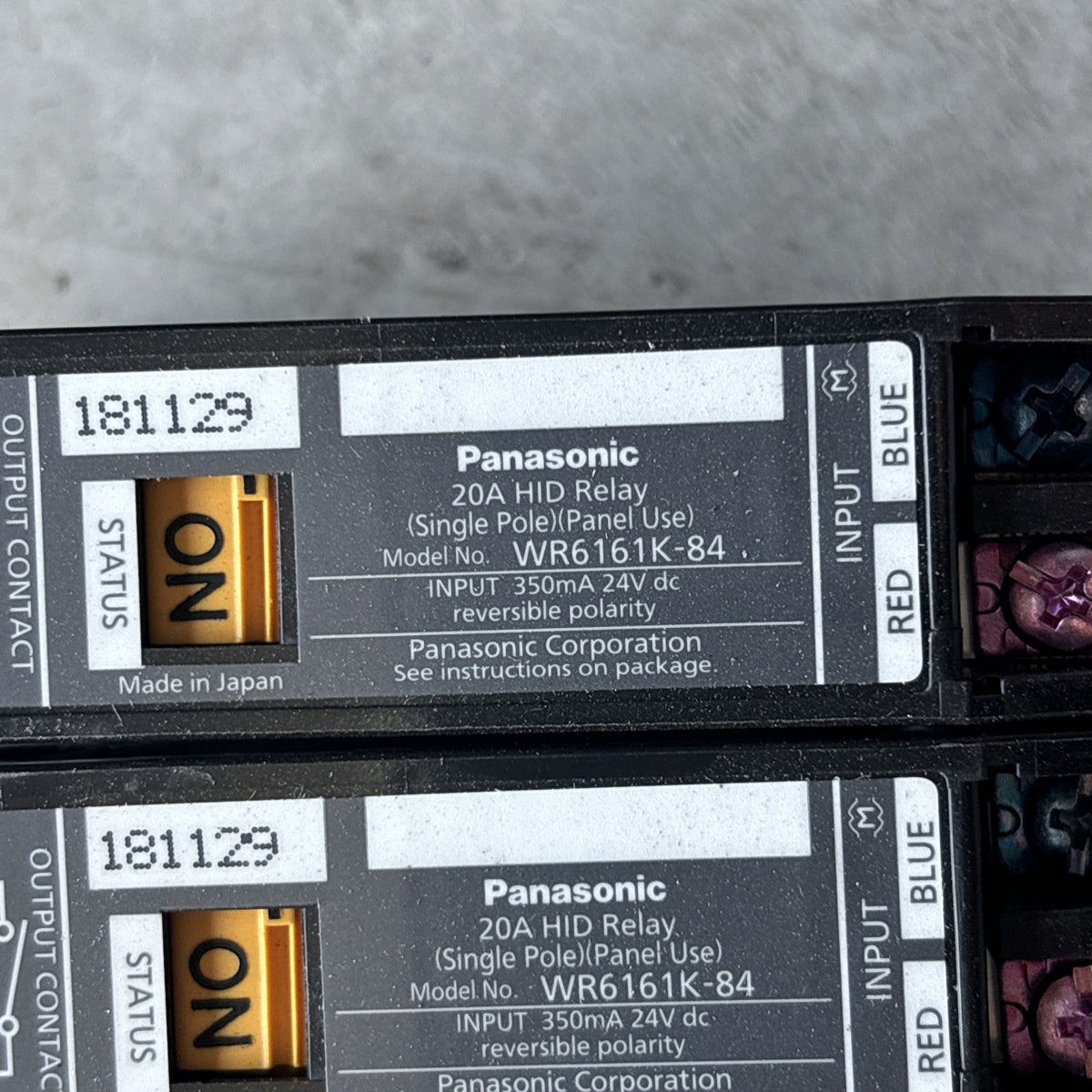 Panasonic WR6161K 84 20A HID Relay Single Pole Panel Use Lot of 52