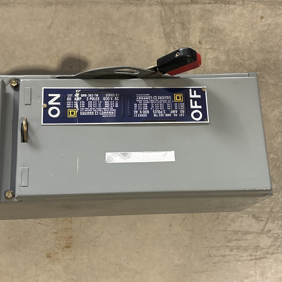 Square D QMB362TW Twin Fuse Switch 60/60A 600V 3‑Pole QMB Panelboard Disconnect2
